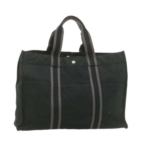 Authentic HERMES Fourre Tout GM Tote Bag Black Cotton: This item qualifies for FREE DOMESTIC SHIPPING to customers in the USA Department: Women Brand: HERMES Size: W47 x H34 x D15cm(Approx) Style: Tote Bag Country/Region of Manufacture: France Color: Blac