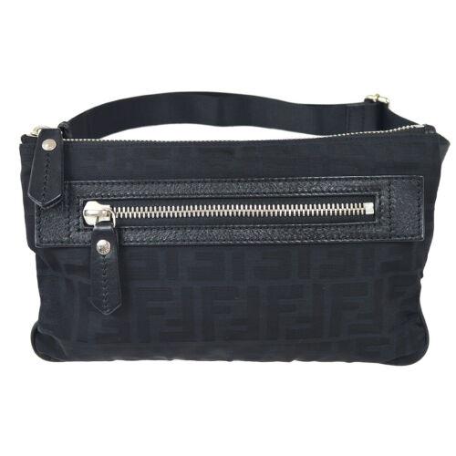Authentic FENDI Zucca Pattern Waist Bum Bag: This item qualifies for FREE DOMESTIC SHIPPING to customers in the USA Size: Medium Features: Adjustable Strap Outer Pockets Accents: Logo Color: Black Model: Bum Bag MPN: Does Not Apply Country/Regio