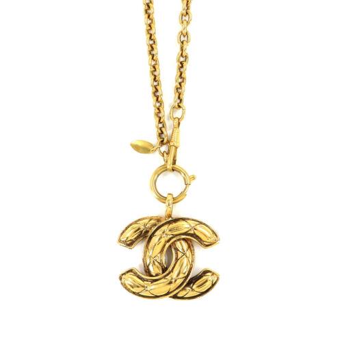 Authentic CHANEL Matelasse Coco Mark Long Necklace Gold: This item qualifies for FREE DOMESTIC SHIPPING to customers in the USA Brand: Chanel Weight: 2.45Oz Style: Necklace Type: Necklace Color: Gold Frame Color: Ã¯¼Â Department: Women The BIDHAUS