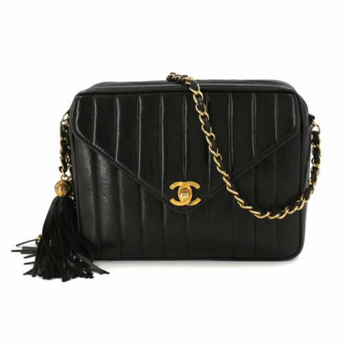 Authentic CHANEL Mademoiselle Chain Shoulder Bag: This item qualifies for FREE DOMESTIC SHIPPING to customers in the USA Brand: Chanel Size H: 6.69 Inch Style: Shoulder Bag Size D: 2.76 Inch Material: Leather Weight: 1.23 Lb Color: Black Shoulder: 44