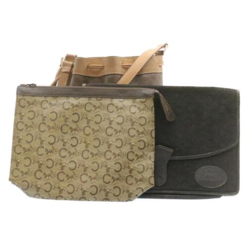 Authentic CELINE C Macadam Clutch Shoulder Bag 3Set: This item qualifies for FREE DOMESTIC SHIPPING to customers in the USA Brand: CELINE Size: W28 x H18 x D4cm(Approx) Color: Beige / Brown / Black Country/Region of Manufacture: Italy Material: canvas /