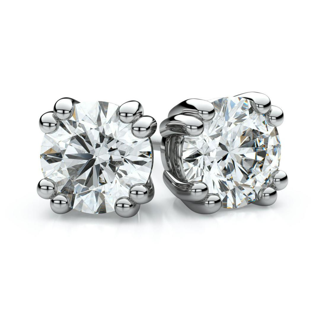 14k White Gold 8-prong Round Brilliant Diamond Stud: This item qualifies for FREE DOMESTIC SHIPPING to customers in the USA These Igi Certified Enchanting Diamond Stud Earrings Come Set In 14k White Gold Metal With A Double Prong Setting And Breathtakin