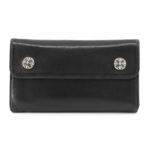 Authentic CHROME HEARTS Wave Long Wallet Leather Black: This item qualifies for FREE DOMESTIC SHIPPING to customers in the USA Brand: Chrome Hearts Size H: 4.13 Inch Style: Long Wallet Size D: 0.79 Inch Material: Leather Weight: 0.75 Lb Color: Black Type: