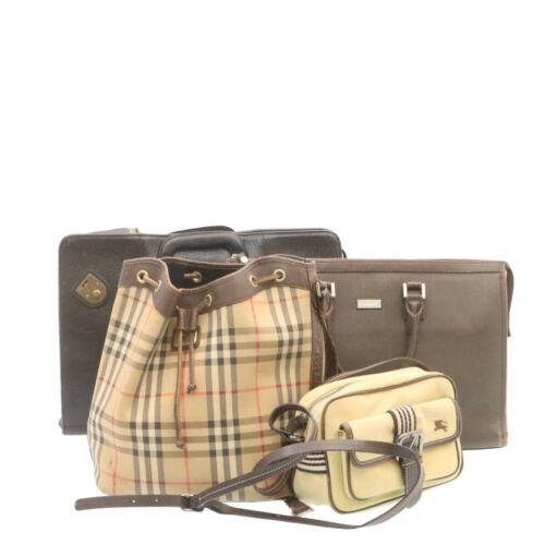 Authentic BURBERRY Nova Check Hand Bag 3Set Leather: This item qualifies for FREE DOMESTIC SHIPPING to customers in the USA Brand: BURBERRY Style: Hand Bag Color: Beige / Black / Brown Type: unknown Material: Leather Department: Woman UPC: Does not appl