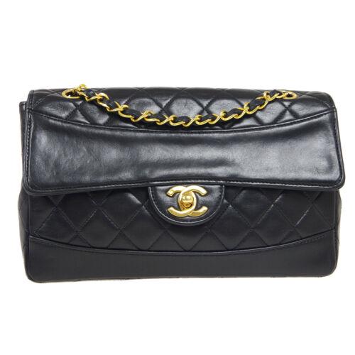 Authentic CHANEL Classic Single Flap Small Double Chain: This item qualifies for FREE DOMESTIC SHIPPING to customers in the USA Size: Medium Pattern: Matelasse Accents: Quilted Features: Chain Strap Pockets Model: Double Chain Shoulder Color: Black Country/