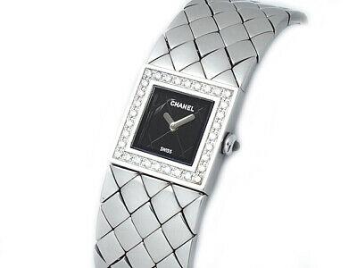 Authentic CHANEL Matrasse H0489 Diamond Bezel Ladies: This item qualifies for FREE DOMESTIC SHIPPING to customers in the USA Details: CHANEL Matrasse H0489 Diamond Bezel Ladies Quartz Watch Size: Ladies Face color: Black Case size: 1.9 cm (excluding crow