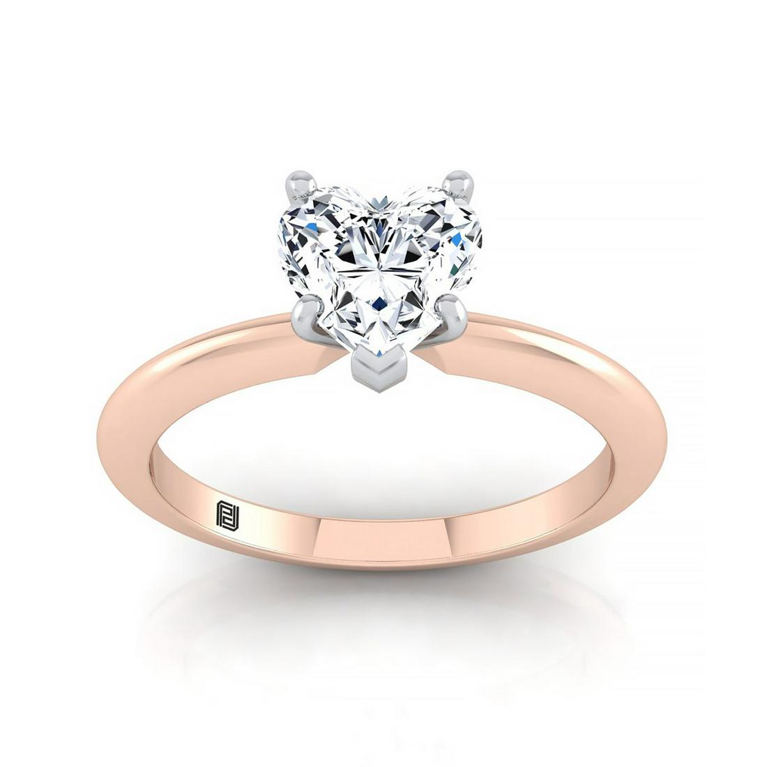 Heart Shape Diamond Solitaire Engagement Ring With: This item qualifies for FREE DOMESTIC SHIPPING to customers in the USA A Classic Statement Of Style, This Heart Shape Solitaire Engagement Ring Showcases A Knife Edge Shank And 5 Prong Center Setting 