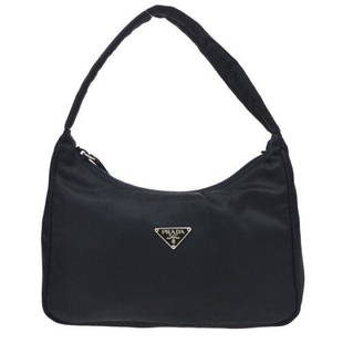 Authentic PRADA Logos Hand Bag Pouch: This item qualifies for FREE DOMESTIC SHIPPING to customers in the USA Size: Medium Color: Black Accents: Logo MPN: Does Not Apply Country/Region of Manufacture: Italy Closure: Zipper Department: