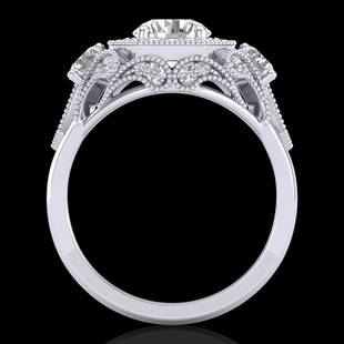 2.11 ctw VS/SI Diamond Solitaire Art Deco 3 Stone Ring: This item qualifies for FREE DOMESTIC SHIPPING to customers in the USA 2.11 ctw VS/SI Diamond Solitaire Art Deco 3 Stone Ring 18k White Gold Designer Brand Luxury Jewelrymade in the USA Suggested