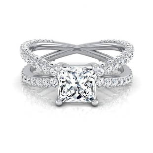 2 1/4ctw Princess Cut Diamond Engagement Ring With: This item qualifies for FREE DOMESTIC SHIPPING to customers in the USA A Modern Statement Of Style, This Igi-certified Diamond Engagement Ring Features A Classic Crossover Shank Design, Showcasing A