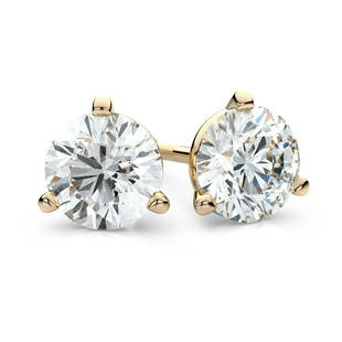 14k Yellow Gold 3-prong Round Brilliant Diamond Stud: This item qualifies for FREE DOMESTIC SHIPPING to customers in the USA These Igi Certified Enchanting Diamond Stud Earrings Come Set In 14k Yellow Gold Metal With A 3-prong Martini Setting And