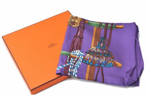 Authentic HERMES Scarf "Pasementerie" Silk Purple Box: This item qualifies for FREE DOMESTIC SHIPPING to customers in the USA Brand: HERMES Material: Silk Country/Region of Manufacture: France Color: Purple Style: Scarf Size(cm): W90 x H90cm(Approx) Type: