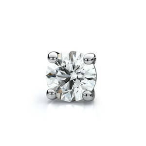 18k White Gold 4-prong Round Diamond Single Stud