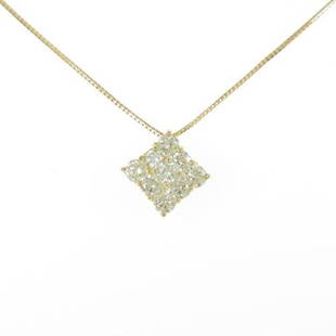 Authentic K18 Yellow Gold Diamond necklace: This item qualifies for FREE DOMESTIC SHIPPING to customers in the USA Material: K18Yg Actualsize: Imate Size Of Pendant (Height X Width) : 9.7Mm X 9.7Mm Gender: Ladies Centerstone: Diamond