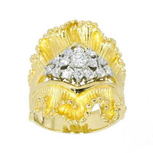 Authentic Diamond 0.12ct/0.48ct Ring 18K YG Platinum Pt: This item qualifies for FREE DOMESTIC SHIPPING to customers in the USA Style: Ring Department: Women Material: 18K Color: Yellow Gold Size.: 6.75-7.25(Us) Weight: 15.1G(0.53Oz) The BIDHAUS