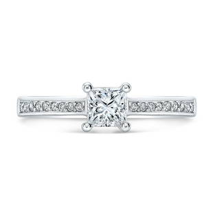 Princess-cut Diamond Engagement Ring In 18k White Gold: This item qualifies for FREE DOMESTIC SHIPPING to customers in the USA Classic And Timeless Emerald Gemstone Elegantly Highlighted By Sparkling Diamond Side Stones (h-i, Vs 1/6 Ctw) 18k White