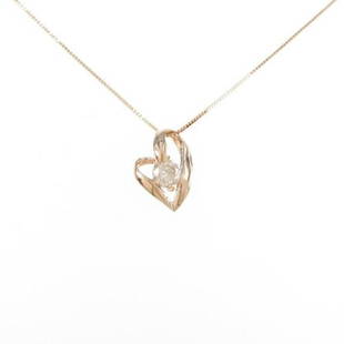 Authentic K18 Pink Gold Heart Diamond Necklace: This item qualifies for FREE DOMESTIC SHIPPING to customers in the USA Material: K18Pg Actualsize: Imate Size Of Pendant (Height X Width) : 12.9Mm X 9.2Mm Gender: Ladies Centerstone: Diamond