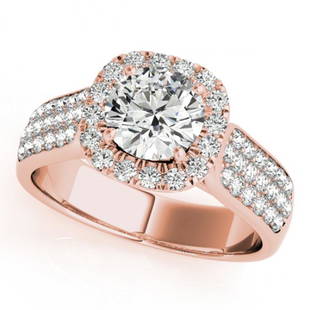 1.8 ctw Certified VS/SI Diamond Halo Ring 14k Rose Gold: This item qualifies for FREE DOMESTIC SHIPPING to customers in the USA 1.8 ctw Certified VS/SI Diamond Halo Ring 14k Rose Gold Designer Brand Luxury Jewelrymade in the USA Suggested Retail Price: 