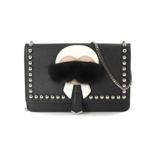 Authentic FENDI Karlito Chain Wallet Leather Mink Fur: This item qualifies for FREE DOMESTIC SHIPPING to customers in the USA Brand: Fendi Size H: 4.72 Inch Style: Long Wallet Size D: 1.97 Inch Material: Leather Mink Fur Weight: 0.77 Lb Color: Black