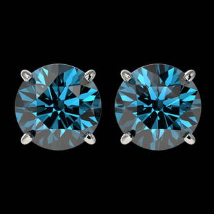 2.56 ctw Certified Intense Blue Diamond Stud Earrings: This item qualifies for FREE DOMESTIC SHIPPING to customers in the USA 2.56 ctw Certified Intense Blue Diamond Stud Earrings 10k White Gold Designer Brand Luxury Jewelrymade in the USA Suggested