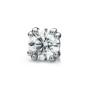 14k White Gold Double Prong Round Diamond Single Stud: This item qualifies for FREE DOMESTIC SHIPPING to customers in the USA This Stylish Diamond Single Stud Earring Comes Set In 14k White Gold Metal With A Double Prong Setting And A Breathtaking Round