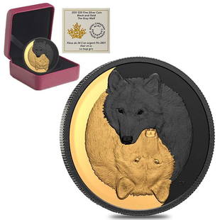 2021 Canada 1 oz Silver The Grey Wolf - Black and Gold: This item qualifies for FREE DOMESTIC SHIPPING to customers in the USA You are bidding on the total lot which includes 1 of the following item: 2021 Canada 1 oz Silver The Grey Wolf - Black and Gold