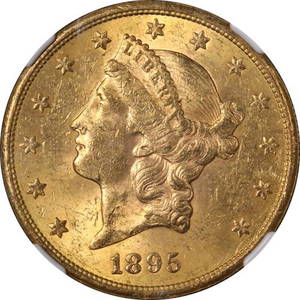 Authentic 1895-S Liberty Gold $20 NGC MS62 Great Eye