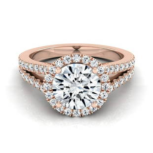 1 3/8ctw Round Diamond Halo Engagement Ring With Pave: This item qualifies for FREE DOMESTIC SHIPPING to customers in the USA This Fabulously Enticing Igi-certified Diamond Halo, Pave Split Shank Engagement Ring Features A 1-carat Round Brilliant Center