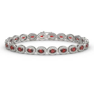 10.11 ctw Garnet & Diamond Micro Pave Halo Bracelet 10k: This item qualifies for FREE DOMESTIC SHIPPING to customers in the USA 10.11 ctw Garnet & Diamond Micro Pave Halo Bracelet 10k White Gold Designer Brand Luxury Jewelrymade in the USA Suggested