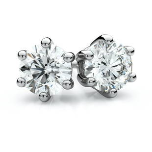 14k White Gold 6-prong Round Brilliant Diamond Stud: This item qualifies for FREE DOMESTIC SHIPPING to customers in the USA These Enchanting Diamond Stud Earrings Come Set In 14k White Gold Metal With A 6-prong Setting And Breathtaking Round Diamonds