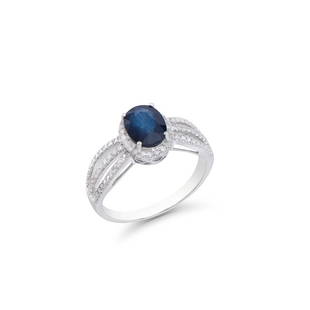 1.68 CTS CERTIFIED DIAMONDS & BLUE SAPPHIRE 14K WHITE: This item qualifies for FREE DOMESTIC SHIPPING to customers in the USA 14K WHITE GOLD 2.50 GRAMS DIAMONDS 0.9MM - 42 PCS -0.18 CTS COLOR H-I , GRADE I1-I2 BLUE SAPPHIRE OVAL 8X6 -1 PCS - 1.50 CTS 