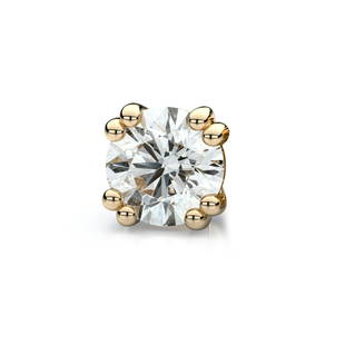 18k Yellow Gold Double Prong Round Diamond Single Stud: This item qualifies for FREE DOMESTIC SHIPPING to customers in the USA This Stylish Diamond Single Stud Earring Comes Set In 18k Yellow Gold Metal With A Double Prong Setting And A Breathtaking