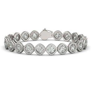 13.06 ctw Cushion Cut Diamond Micro Pave Bracelet 18K