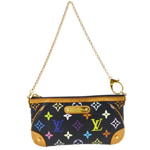 Authentic LOUIS VUITTON POCHETTE MILLA MM CHAIN HAND: This item qualifies for FREE DOMESTIC SHIPPING to customers in the USA Size: Small Features: Chain Strap Detachable Strap Inner Pockets Accents: Logo Color: Black etc Model: Monogram Multi-Color Year
