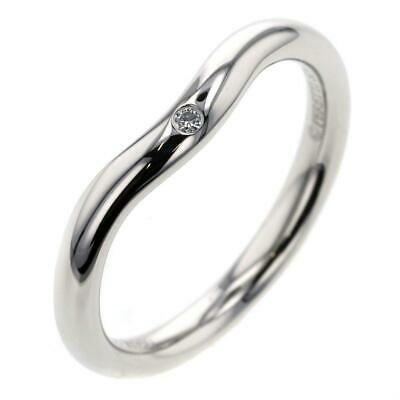 Authentic Tiffany Ring Curved Band 1P 2mm PT950 Diamond: This item qualifies for FREE DOMESTIC SHIPPING to customers in the USA Product information: Brand: TIFFANY & amp; Co. Type: Curved band 1P Width approx. 2mm Target: Ladies Color: Silver Material: Plat