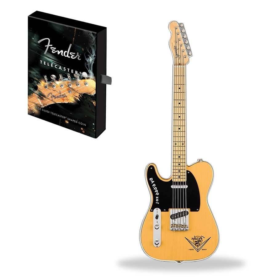 2021 1 oz Silver Fender 75th Anniv Telecaster Guitar: This item qualifies for FREE DOMESTIC SHIPPING to customers in the USA You are bidding on the total lot which includes 1 of the following item: 2021 1 oz Silver Fender 75th Anniv Telecaster Guitar Sha