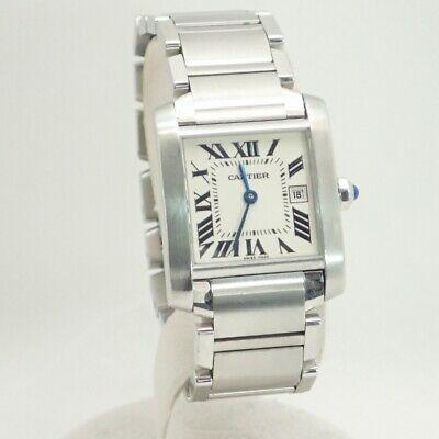 Authentic Cartier Tank Francaise MM Date SSW51011Q3: This item qualifies for FREE DOMESTIC SHIPPING to customers in the USA Brand: Cartier Product name / model number: Tank Francaise MM Boys quartz Movement: Quartz Material: SS Case width (excluding cro