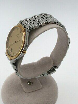 Authentic OMEGA DeVille Quartz Analog Date Gold Dial: This item qualifies for FREE DOMESTIC SHIPPING to customers in the USA Brand: OMEGA Color gold Quartz Actual size Watch: Case length: 3.5 / Case width: 3.3 / Dial length: 2.5 / Dial width: 2.5 / Bandw
