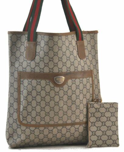 Authentic Auth GUCCI Web Sherry Line GG Plus Shoulder: This item qualifies for FREE DOMESTIC SHIPPING to customers in the USA Brand: GUCCI Country/Region of Manufacture: Italy Bag Length: 12.2inches (31cm) Bag Height: 14.2inches (36cm) Bag Depth: 2.6inche