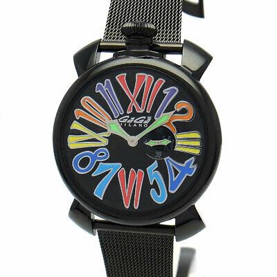 Authentic GaGa MILANO Manuale Slim 46mm 5082.1 Men's: This item qualifies for FREE DOMESTIC SHIPPING to customers in the USA Comment "Gaga Milano Manuare Slim 46mm" has an eye-catching design with a crown attached to the top like a pocket watch. The blac
