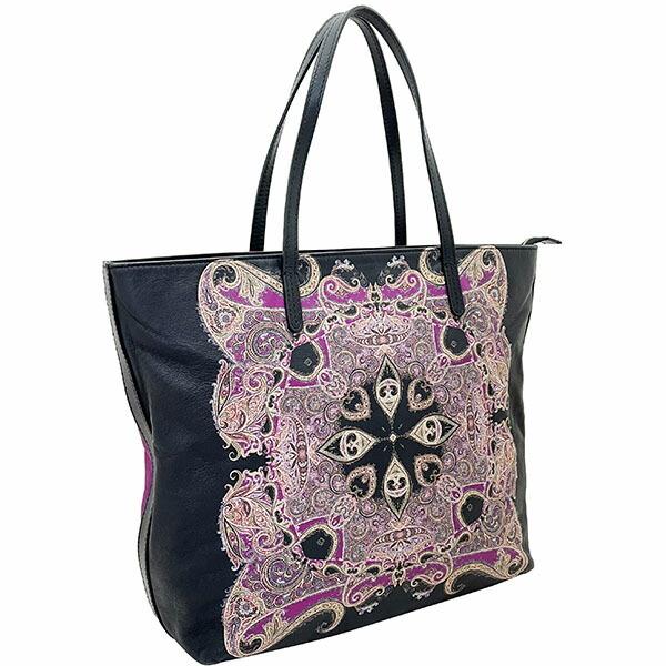 Authentic Etro Tote Bag Leather Multicolor Black Purple: Brand: Etro Type: Handbag, Tote bag Condition: Used (good) Material: Leather Color: Black, Multi-color, Purple Size (HxWxD): 32cm x 42cm x 11.5cm / 12.59'' x 16.53'' x 4.52'' Handle Length: 45cm / 17.