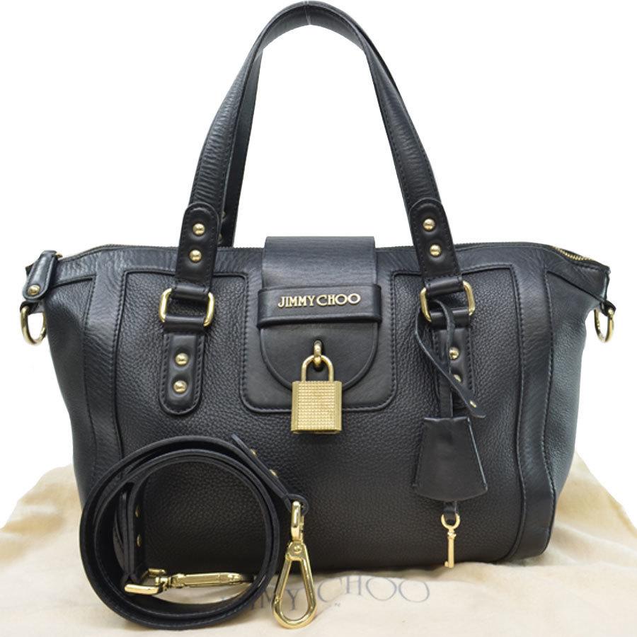 Authentic Jimmy Choo Handbag Shoulder Bag 2WAY Black: Brand: Jimmy Choo Type: Handbag, Shoulder bag Gender: Women Accessories: Clochette, Dust bag, Key, Padlock, Shoulder strap Condition: Used (good) Material: Leather Color: Black, Gold Size (HxWxD): 25c