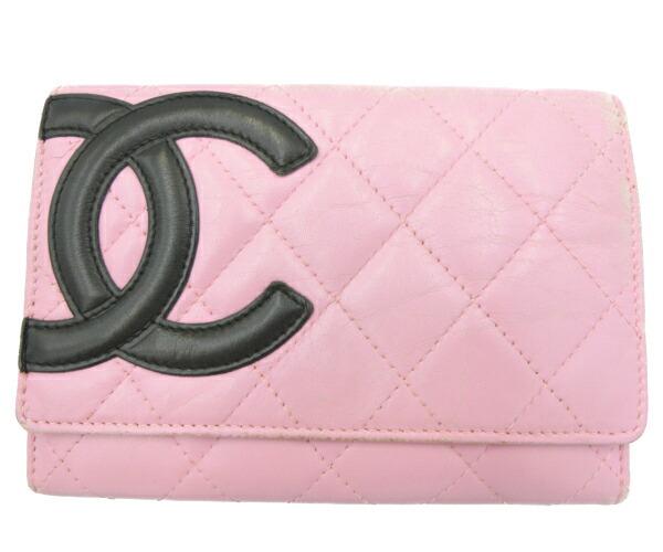 Authentic CHANEL Cambon line leather bi-fold wallet: Brand: Chanel Model: Coco mark logo black Type: Wallet (bi-fold) Condition: Used (good) Line: Cambon Material: Cambon ligne Color: Black, Pink Size (HxWxD): 10.5cm x 15cm x 1.5cm / 4.13'' x 5.9'' x 0.