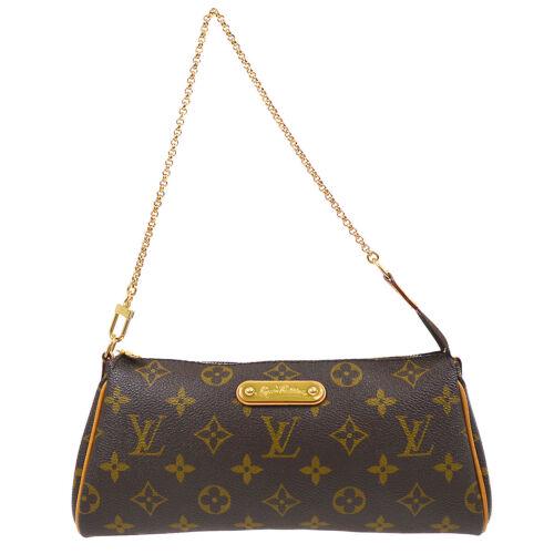Authentic LOUIS VUITTON EVA 2WAY CHAIN HAND BAG POUCH: This item qualifies for FREE DOMESTIC SHIPPING to customers in the USA Size: Medium Features: Monogram Chain Strap Detachable Strap Accents: Logo Color: Brown Model: Monogram Year Manufactured: 2010-2