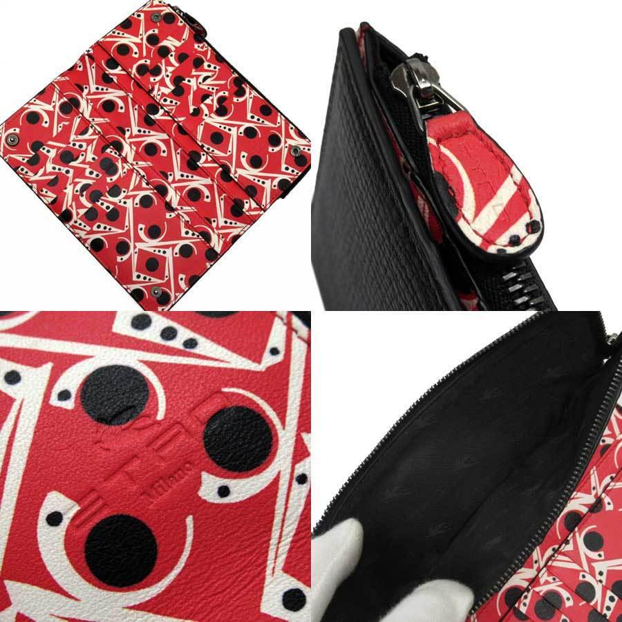 Authentic Etro Bi-Fold Wallet Black Red White Leather: This item qualifies for FREE DOMESTIC SHIPPING to customers in the USA Brand: Etro Type: Long wallet (bi-fold) Accessories: Box, Dust bag Condition: Used (very good) Material: Leather Color: Black, Re