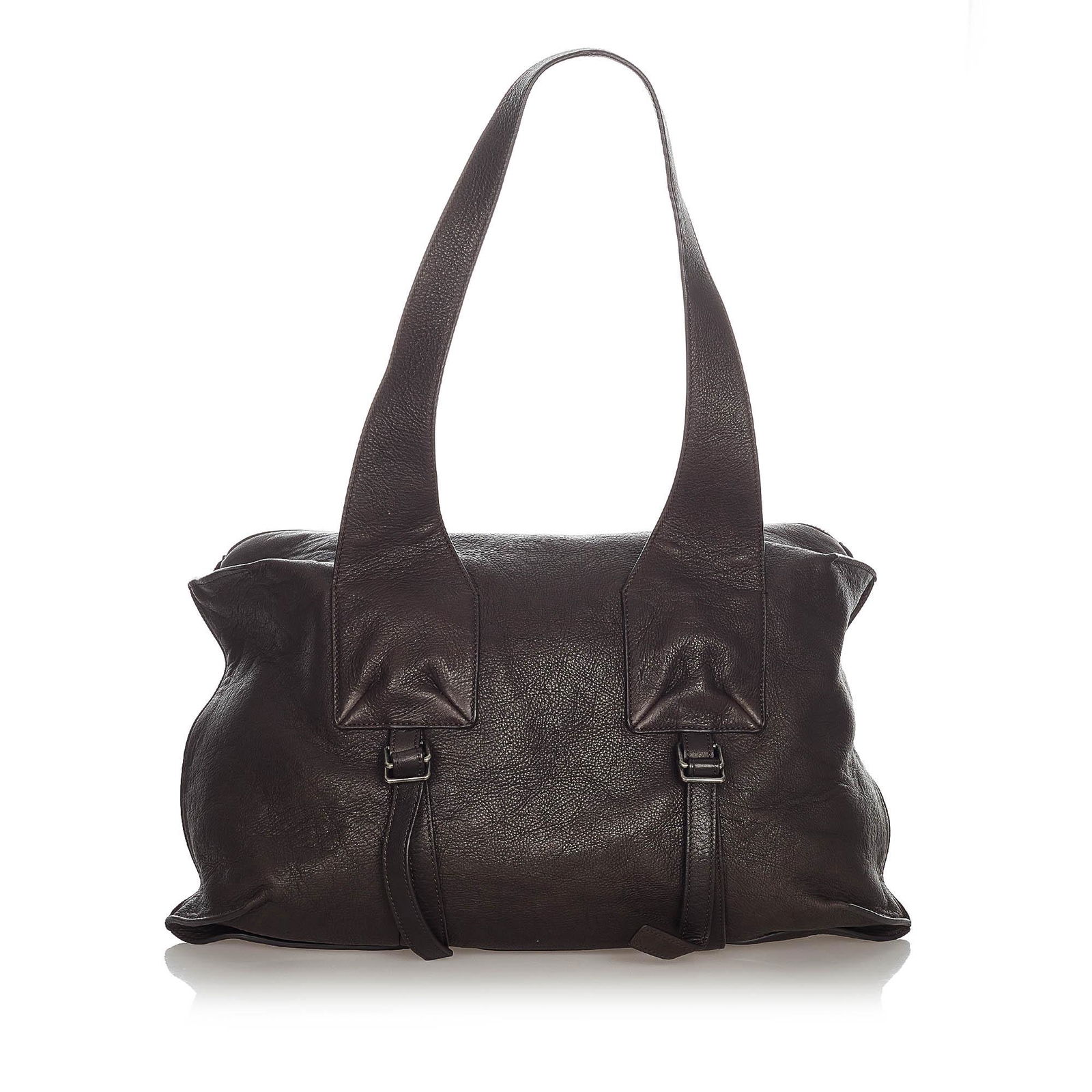 Authentic YSL Leather Tote Bag: This item qualifies for FREE DOMESTIC SHIPPING to customers in the USA This tote bag features a leather body flat straps a top zip closure and interior zip and slip pockets. Brand: YSL Model: Leather