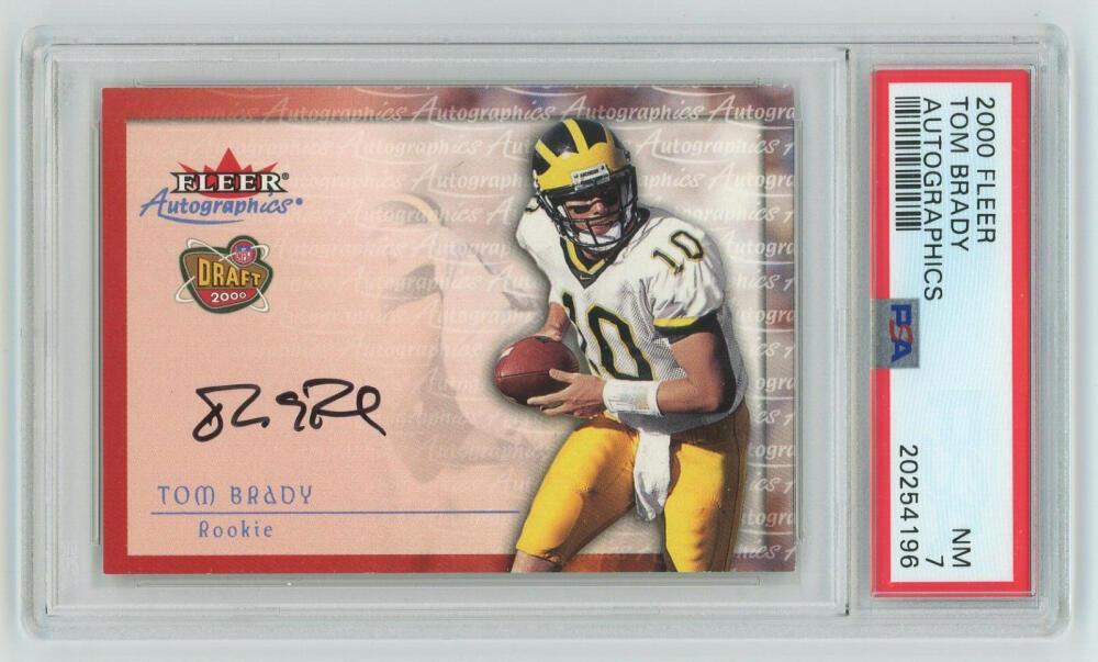 Tom Brady 2000 Fleer Autographics RC Rookie Signed: This item qualifies for FREE DOMESTIC SHIPPING to customers in the USA Tom Brady Auto Rookie! Tom Brady autographed rookie cards are some of the most coveted items in the entire hobby and prices have