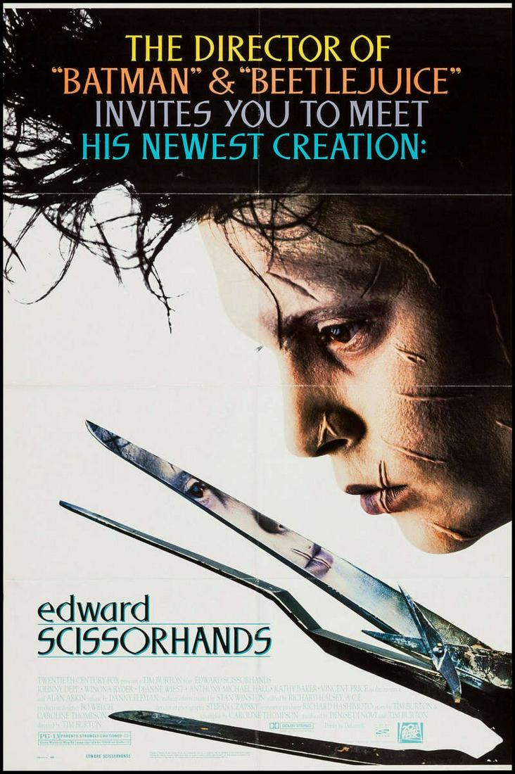 Edward Scissorhands Original Movie Poster. 1990: This item qualifies for FREE DOMESTIC SHIPPING to customers in the USA Edward Scissorhands starring Johnny Depp Winona Ryder Dianne West & Anthony Michael Hall is a movie from the famed director Tim B