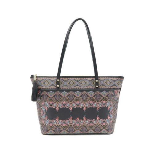 Authentic Etro Bag 1H978 2808: This item qualifies for FREE DOMESTIC SHIPPING to customers in the USA Brand: Etro Size: W X H X D : 30-38Cm X 24Cm X 12Cm Shoulder : 49Cm Style: Tote Bag Mpn: 1H978 2808 Color: Black & Multi Gold Par