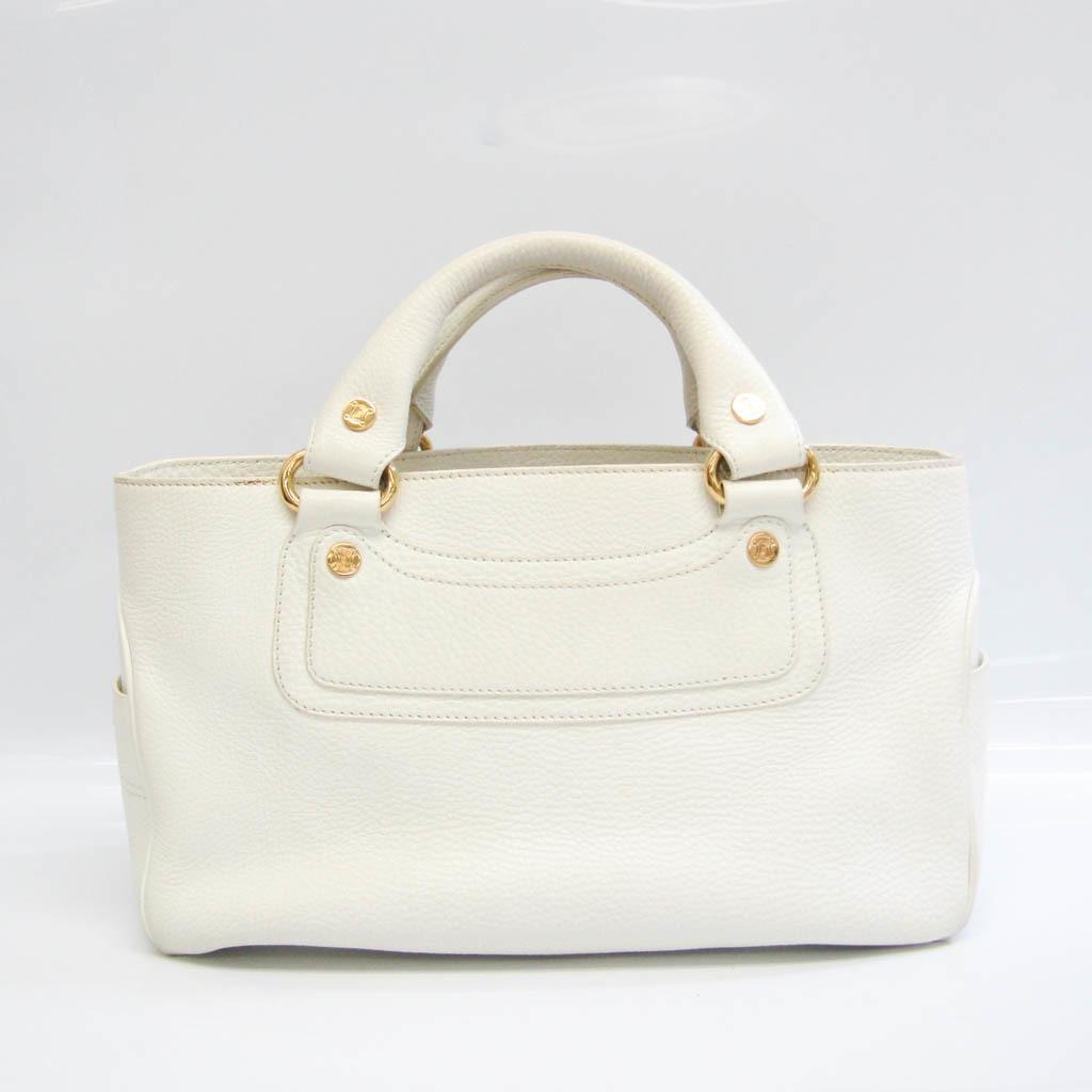 Authentic Celine Boogie Women's Leather Handbag: This item qualifies for FREE DOMESTIC SHIPPING to customers in the USA Brand: Celine Line: Boogie Type: Handbag Material: Leather Color: Off-white Size (HxWxD): 19cm x 32cm x 13.5cm / 7.48'' x 12.59''